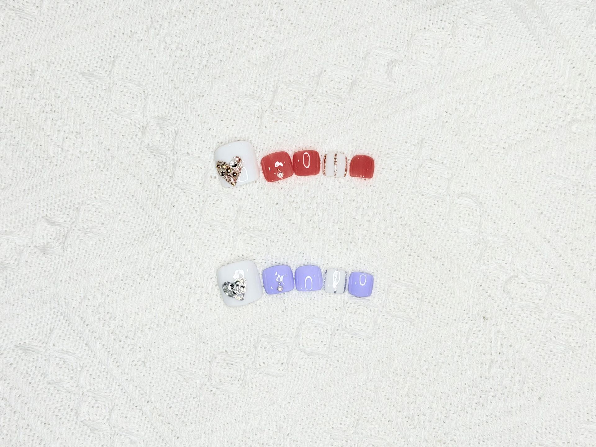 Pedi Heart Stone Nails